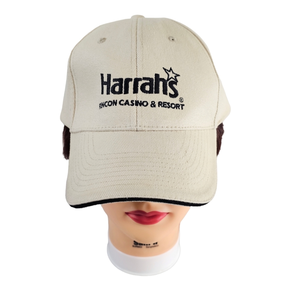 Vintage Harrah's Rincon Casino Hotel Strapback Beige Baseball Hat Cap Las Vegas‎